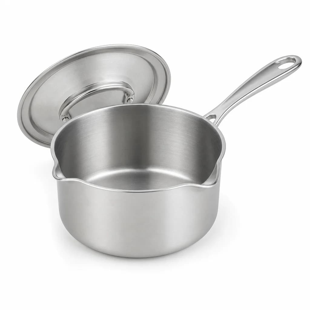 Dual-spout saucepan for pour and reduce motion