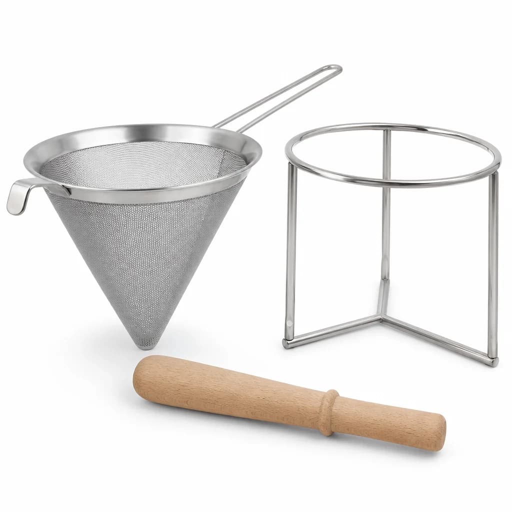Northline Fine-Mesh Chinois with Stand and Pestle, 3 Pieces